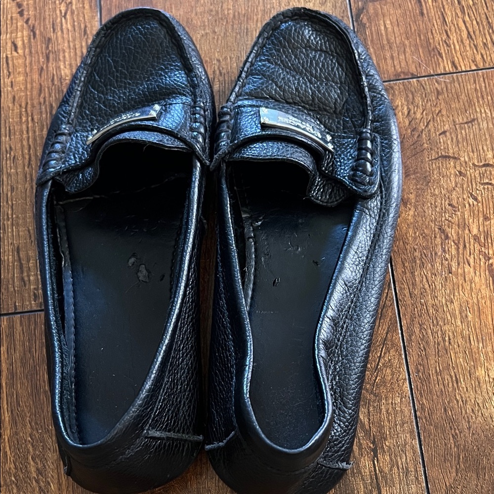Coach Black Textured Leather Slip-Ons - Picture 7 of 7